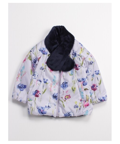 ペイントフラワープリントリバーシブルブルゾン