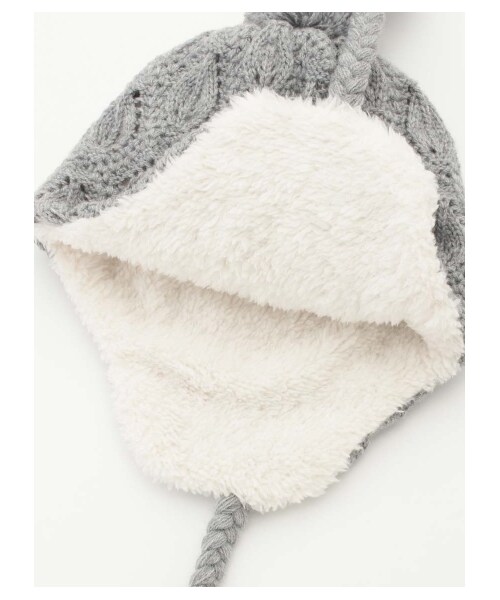 HAKKA BABY（ハッカベビー）の「[ベビー]フラワーモチーフ付きニット帽子（帽子・キッズ・グレー/ボルドー・S）」の7枚目の写真