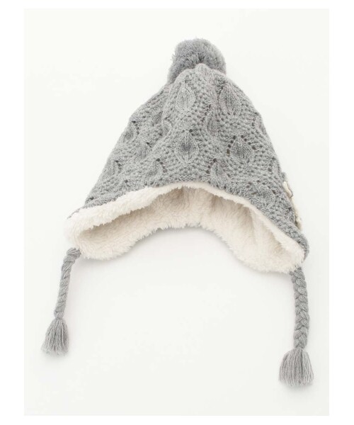 HAKKA BABY（ハッカベビー）の「[ベビー]フラワーモチーフ付きニット帽子（帽子・キッズ・グレー/ボルドー・S）」の8枚目の写真