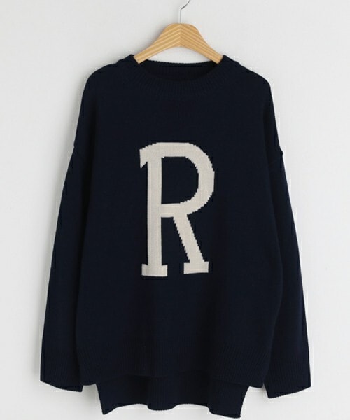 DHOLIC（ディーホリック）の「Rロゴアンバランスニット・全3色（ニット/セーター・レディース・ベージュ/グレー/ブルー・ONESIZE）」の3枚目の写真