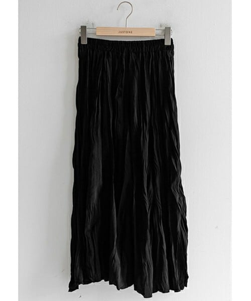 DHOLIC STYLE（ディーホリックスタイル）の「[justone] リンクルロングスカート（スカート・レディース・ブラウン/ベージュ/ブラック/ホワイト・FREE）」の3枚目の写真