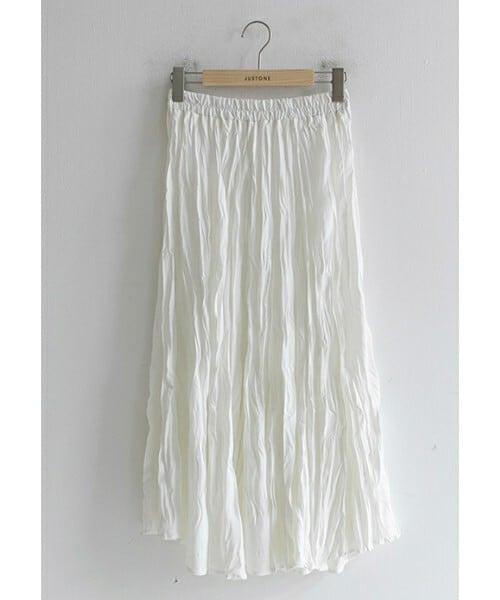 DHOLIC STYLE（ディーホリックスタイル）の「[justone] リンクルロングスカート（スカート・レディース・ブラウン/ベージュ/ブラック/ホワイト・FREE）」の2枚目の写真