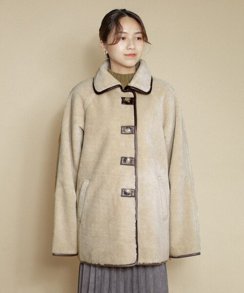 KBF（ケイビーエフ）の「滾邊絨毛夾克（ジャケット/アウター・レディース・象牙白/黑色・one）」の10枚目の写真