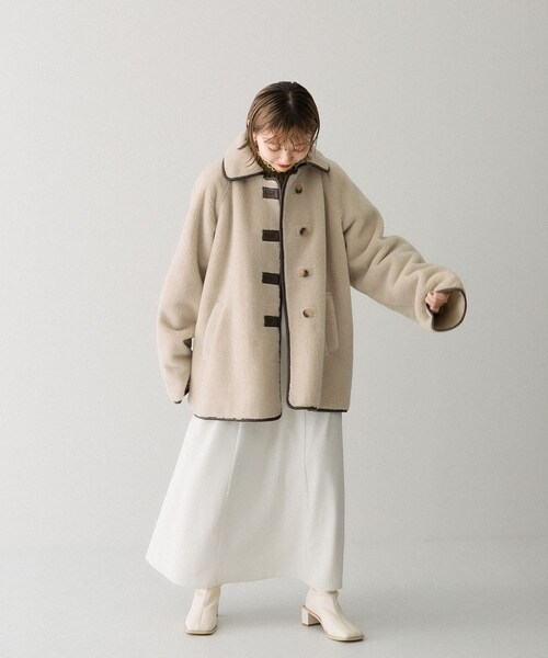 KBF（ケイビーエフ）の「滾邊絨毛夾克（ジャケット/アウター・レディース・象牙白/黑色・one）」の8枚目の写真