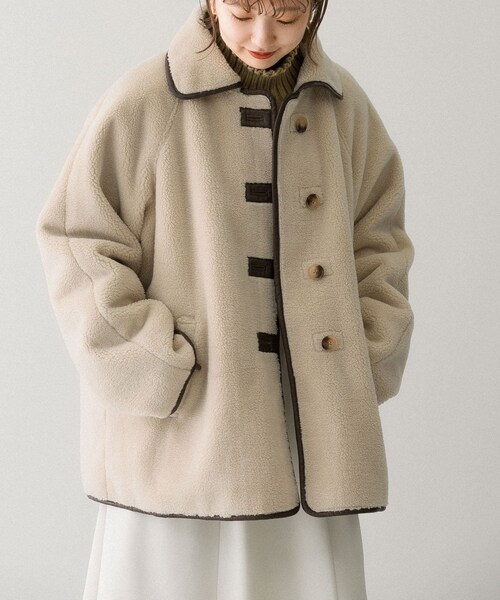 KBF（ケイビーエフ）の「滾邊絨毛夾克（ジャケット/アウター・レディース・象牙白/黑色・one）」の5枚目の写真