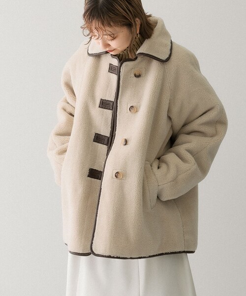 KBF（ケイビーエフ）の「滾邊絨毛夾克（ジャケット/アウター・レディース・象牙白/黑色・one）」の6枚目の写真