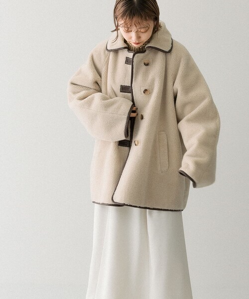 KBF（ケイビーエフ）の「滾邊絨毛夾克（ジャケット/アウター・レディース・象牙白/黑色・one）」の7枚目の写真