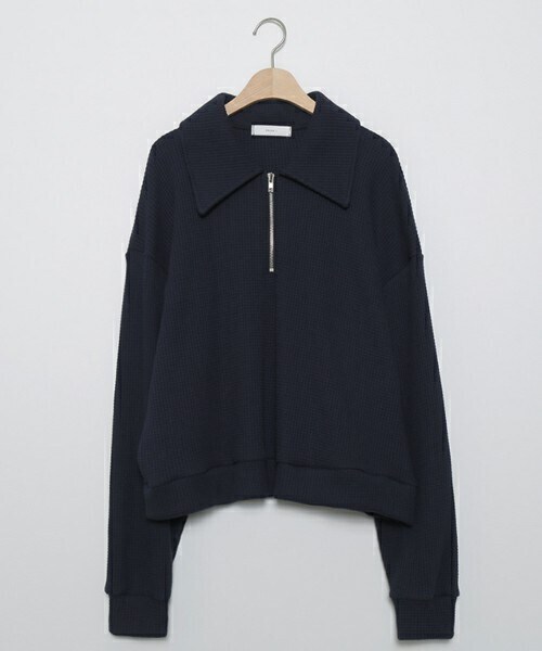 DHOLIC STYLE（ディーホリックスタイル）の「[crushj] ワッフル地ジップスウェット（スウェット・レディース・ホワイト/ブルー・FREE）」の2枚目の写真