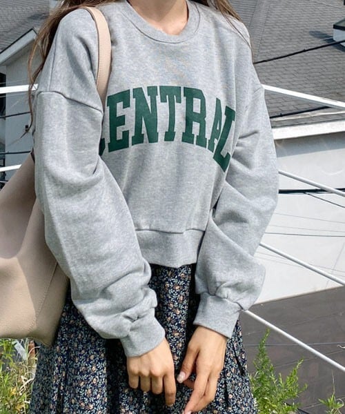 DHOLIC（ディーホリック）の「CENTRALクロップドスウェット（スウェット・レディース・ブラウン/ブルー/ホワイト/グレー・ONESIZE）」の3枚目の写真