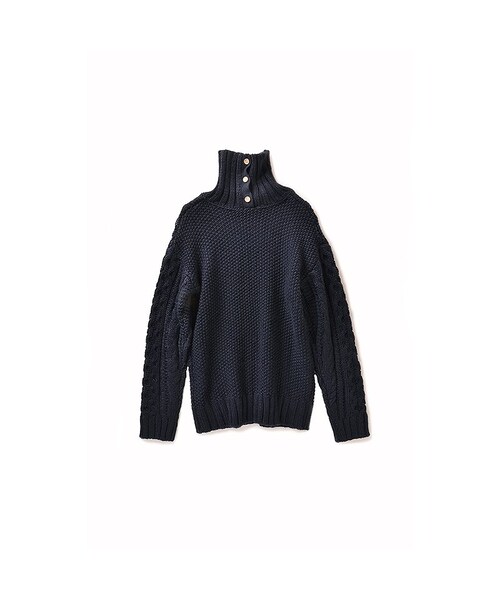 haco!（ハコ）の「＆スロウ　ウール混のタートルアランニット：ネイビー（ニット/セーター・レディース・Various・S /M /L /LL/MT）」の2枚目の写真