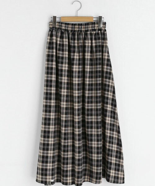 DHOLIC（ディーホリック）の「チェックマキシスカート（スカート・レディース・ベージュ/ブラック/グリーン・ONESIZE）」の2枚目の写真
