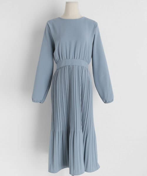 DHOLIC（ディーホリック）の「リボンプリーツワンピース（ワンピース・レディース・ベージュ/ブラック/ブルー・ONESIZE）」の3枚目の写真