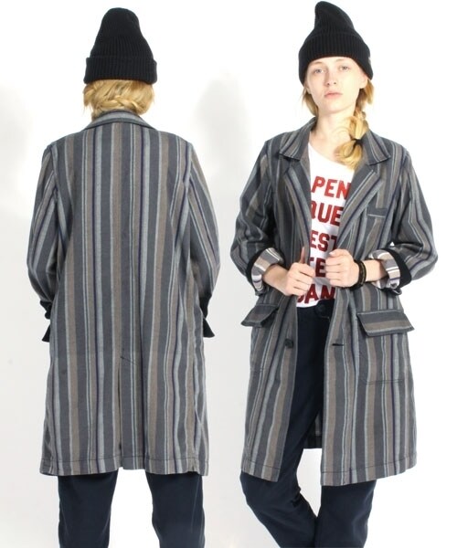RNA-N（アールエヌエーエヌ）の「オリジナルストライプJQコート（ジャケット/アウター・レディース・グレー/ネイビー・M）」の9枚目の写真