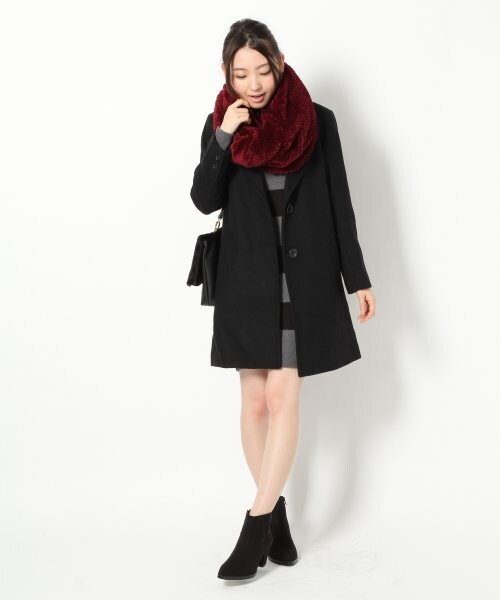 LOWRYS FARM（ローリーズファーム）の「メルトンチェスターコート/mikoa（ジャケット/アウター・ブラック/チャコールグレー/キャメル・Ｍ/Ｌ）」の5枚目の写真