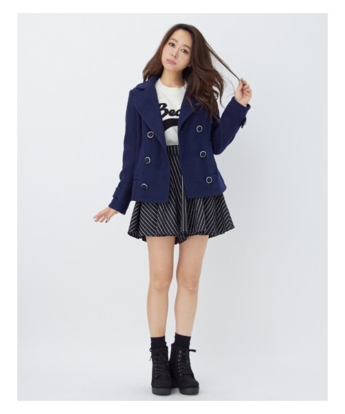 INGNI(イング)の「ストライプペプラムキュロット/パンツ(スカート・レディース・クロ/ストライプ/コン/ストライプ/マルチストライプ・M)」の7枚目の写真