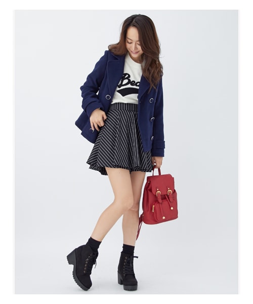 INGNI(イング)の「ストライプペプラムキュロット/パンツ(スカート・レディース・クロ/ストライプ/コン/ストライプ/マルチストライプ・M)」の9枚目の写真