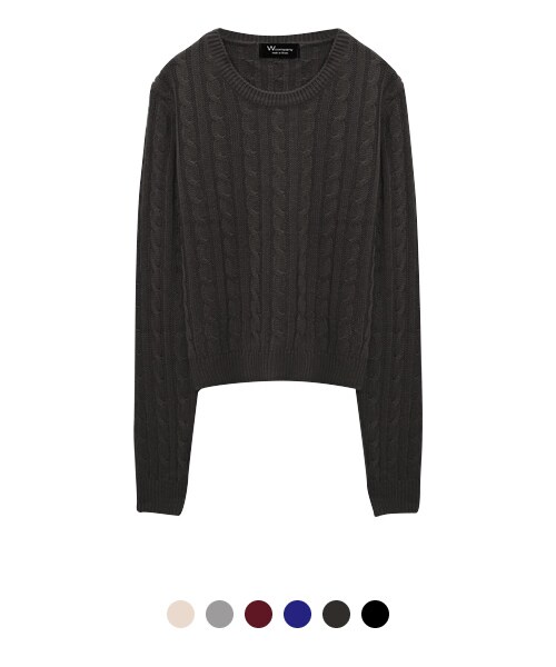 Re:EDIT(リエディ)の「ベーシック細ケーブルニットトップス(トップス・レディース・ブラック/アイボリー/グレー/チャコールグレー/ワイン/ブルー・M)」の1枚目の写真