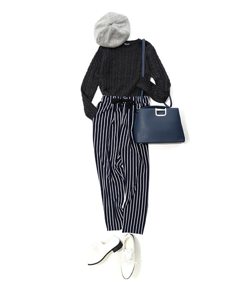 Re:EDIT(リエディ)の「ベーシック細ケーブルニットトップス(トップス・レディース・ブラック/アイボリー/グレー/チャコールグレー/ワイン/ブルー・M)」の2枚目の写真