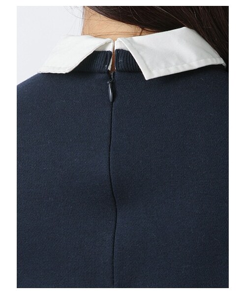 earth music&ecology(アースミュージックアンドエコロジー)の「【Special Price】・シャツ衿リブ付プルオーバー(カットソー・レディース・杢グレー/ネイビー・S/M)」の5枚目の写真