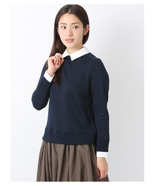 earth music&ecology(アースミュージックアンドエコロジー)の「【Special Price】・シャツ衿リブ付プルオーバー(カットソー・レディース・杢グレー/ネイビー・S/M)」の8枚目の写真