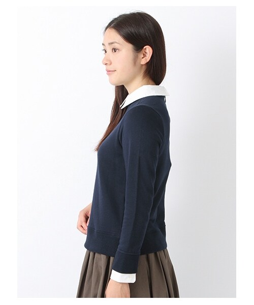 earth music&ecology(アースミュージックアンドエコロジー)の「【Special Price】・シャツ衿リブ付プルオーバー(カットソー・レディース・杢グレー/ネイビー・S/M)」の2枚目の写真