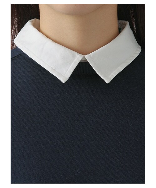 earth music&ecology(アースミュージックアンドエコロジー)の「【Special Price】・シャツ衿リブ付プルオーバー(カットソー・レディース・杢グレー/ネイビー・S/M)」の4枚目の写真