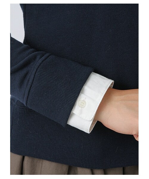 earth music&ecology(アースミュージックアンドエコロジー)の「【Special Price】・シャツ衿リブ付プルオーバー(カットソー・レディース・杢グレー/ネイビー・S/M)」の6枚目の写真