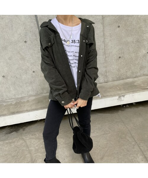 copine（コピン）の「ビッグシルエット！コーデュロイジャケット(2color)（その他アウター・レディース・ブルー/グリーン・ワンサイズ）」の2枚目の写真