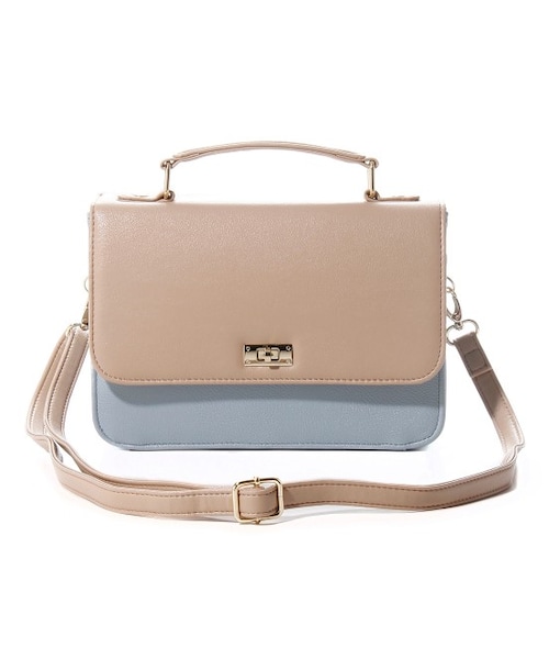 VIS（ビス）の「フラップ付ミニショルダーバッグ（バッグ・レディース・ベージュ/ネイビー・M）」の3枚目の写真