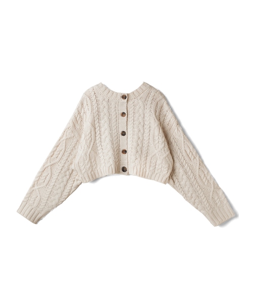 GRL（グレイル）の「前後2Wayケーブル編みショート丈ニットカーディガン（カーディガン/ボレロ・レディース・ベージュ/アイボリー/イエローグリーン・F）」の2枚目の写真