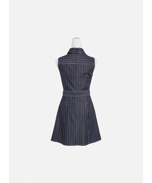 Marjorie（マージョリー）の「異鄉的遊子，造型鏤空釦飾條紋短洋裝（ワンピース/ドレス・レディース・藍）」の8枚目の写真