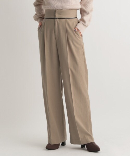 Andemiu（アンデミュウ）の「マルチストライプパンツ（パンツ・レディース・グレー15/ベージュ55/ネイビー88・S/M）」の2枚目の写真