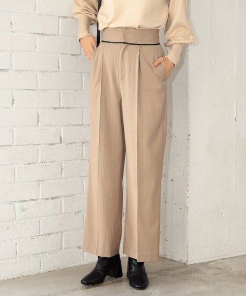 Andemiu（アンデミュウ）の「マルチストライプパンツ（パンツ・レディース・グレー15/ベージュ55/ネイビー88・S/M）」の6枚目の写真