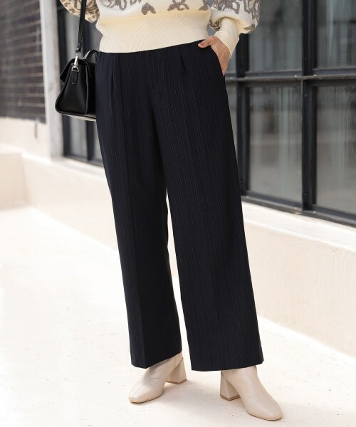 Andemiu（アンデミュウ）の「マルチストライプパンツ（パンツ・レディース・グレー15/ベージュ55/ネイビー88・S/M）」の10枚目の写真