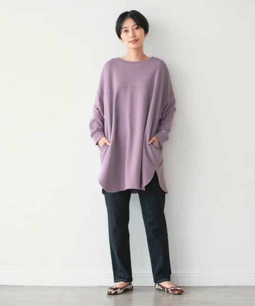 LEPSIM(レプシィム)の「ワイド切り替えチュニックプルオーバー(トップス・オフホワイト/ブラック/グリーン/パープル・FREE SIZE)」の12枚目の写真