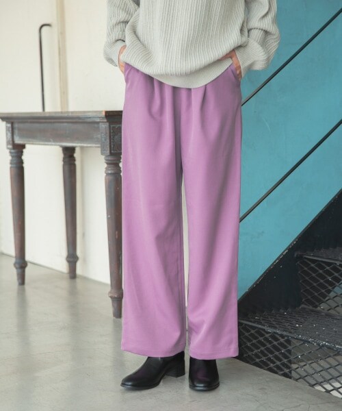 LEPSIM（レプシィム）の「ウール見えイージーパンツ（パンツ・ピスタチオ/ネイビー/ライラック・FREE SIZE）」の3枚目の写真