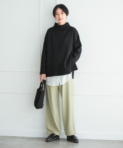 LEPSIM（レプシィム）の「ウール見えイージーパンツ（パンツ・ピスタチオ/ネイビー/ライラック・FREE SIZE）」の4枚目の写真