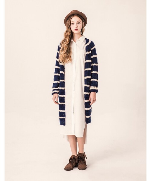 PAZZO（パッゾ）の「韓式率性!拼接牛仔超長版襯衫洋裝(附綁帶)（ワンピース/ドレス・レディース・白・S/M）」の8枚目の写真