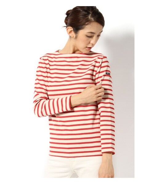 SAINT JAMES（セントジェームス）の「saint james OUESSANTボーダープルオーバー（カットソー・Ｔシャツ・レディース・ブラック/ネイビー/レッド/ナチュラル/ブラウン/レッド A・36/38）」の6枚目の写真