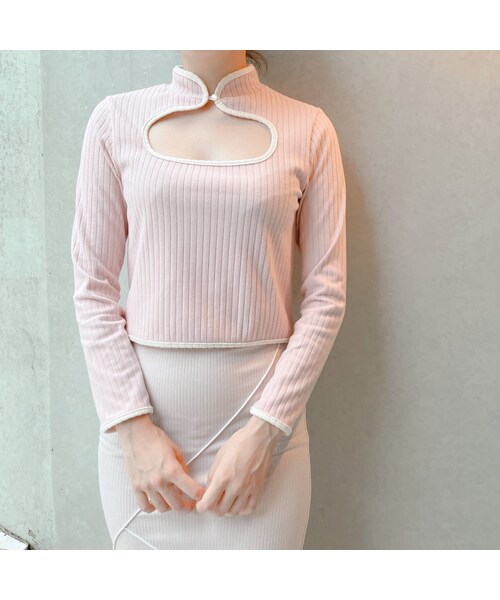 lilLilly（リルリリー）の「チャイナリブトップス（トップス・レディース・WHITE/BLUE/BLACK）」の11枚目の写真