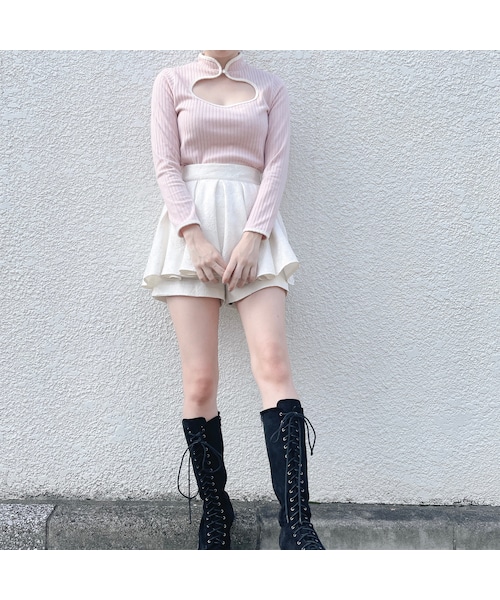 lilLilly（リルリリー）の「チャイナリブトップス（トップス・レディース・WHITE/BLUE/BLACK）」の7枚目の写真