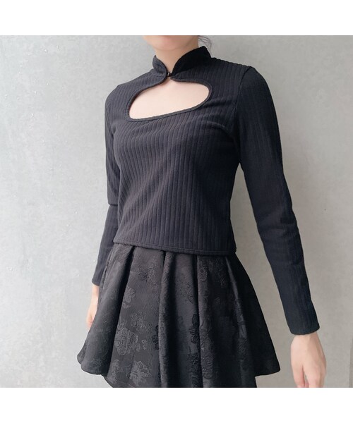 lilLilly（リルリリー）の「チャイナリブトップス（トップス・レディース・WHITE/BLUE/BLACK）」の10枚目の写真