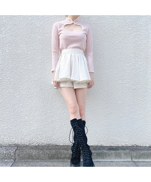 lilLilly（リルリリー）の「チャイナリブトップス（トップス・レディース・WHITE/BLUE/BLACK）」の8枚目の写真