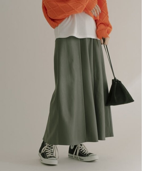 0000Lady'sの「フェイクレザーマーメイドスカート（スカート・レディース・ブラック/チャコール/カーキ・M）」の2枚目の写真