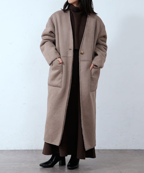 CIAOPANIC（チャオパニック）の「リバーシブルムートンコート（ムートンコート・レディース・ブラウン/モカ・F）」の2枚目の写真