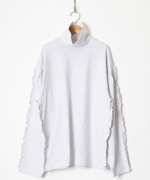 SUPER FINE DRY RUFFLE RUFFLE HIGH-NECKL/S TOPS