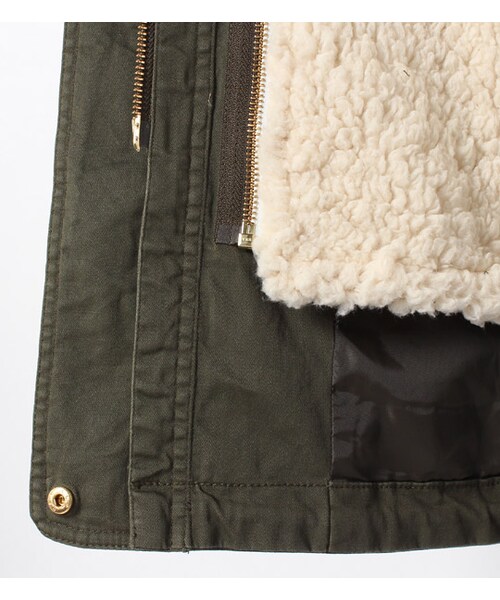 laboratory work（ラボラトリーワーク）の「ボアライナー付きモッズコート（ジャケット/アウター・レディース・ピンクベージュ/カーキ/ダークネイビー・S/M）」の10枚目の写真