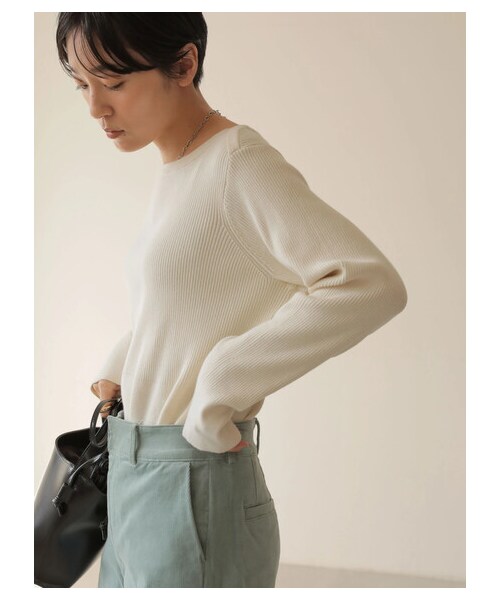 AMERICAN HOLIC（アメリカンホリック）の「≪USED≫ボートネックリブ違いニットプルオーバー（トップス・アイボリー/ブラック・M/L）」の8枚目の写真