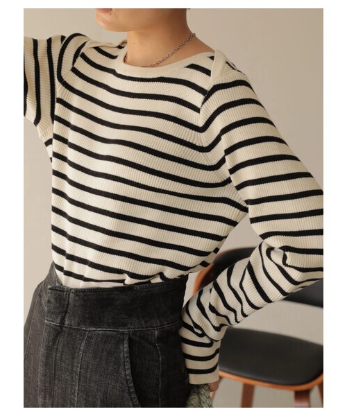 AMERICAN HOLIC（アメリカンホリック）の「≪USED≫ボートネックリブ違いニットプルオーバー（トップス・アイボリー/ブラック・M/L）」の21枚目の写真