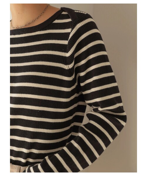 AMERICAN HOLIC（アメリカンホリック）の「≪USED≫ボートネックリブ違いニットプルオーバー（トップス・アイボリー/ブラック・M/L）」の3枚目の写真